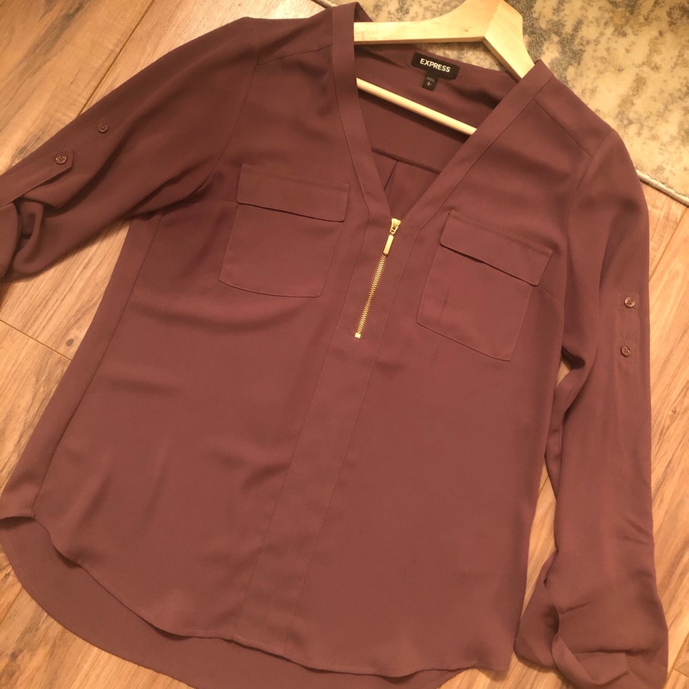 Mauve color quarter zip blouse